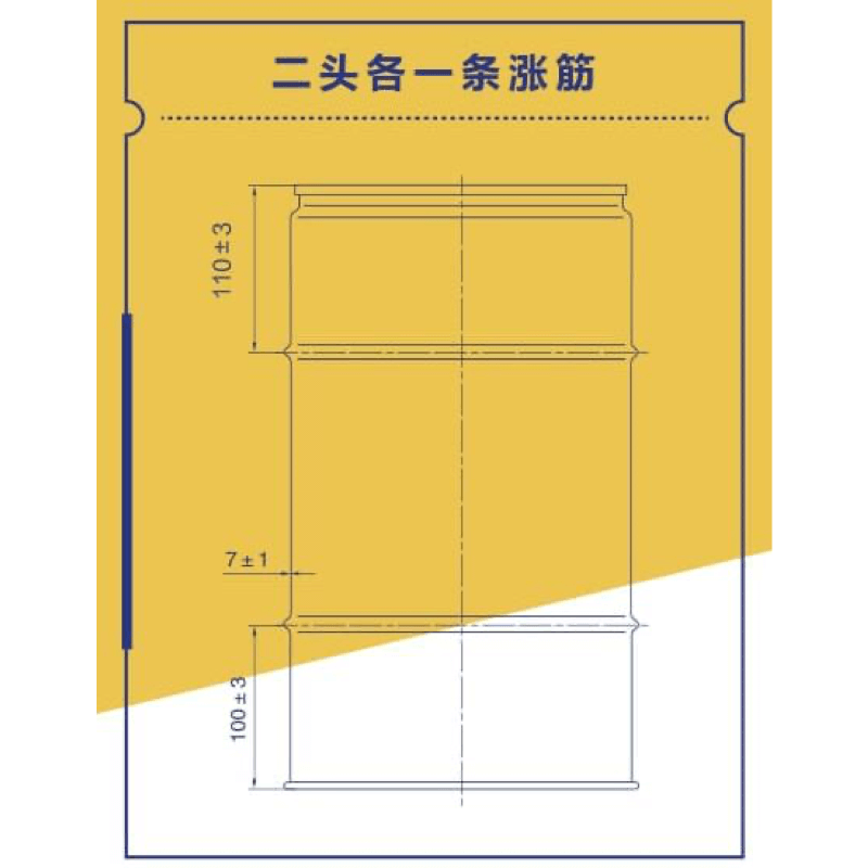 每头封闭鼓两头一根膨胀肋