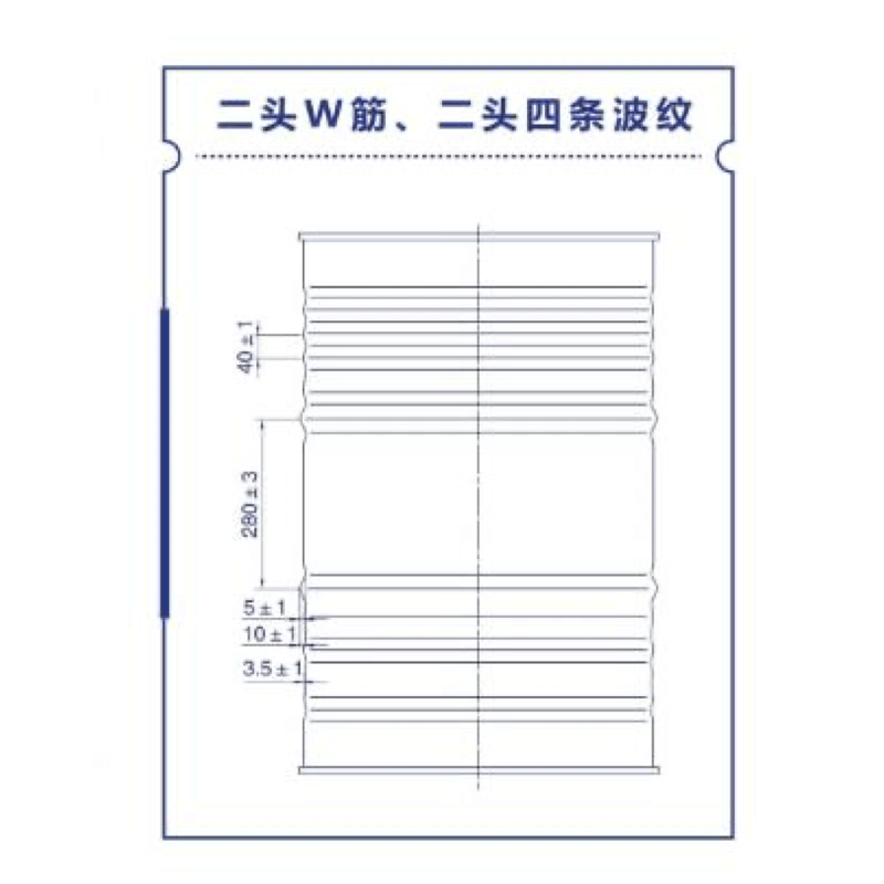 二头W肋二头四波纹开口鼓