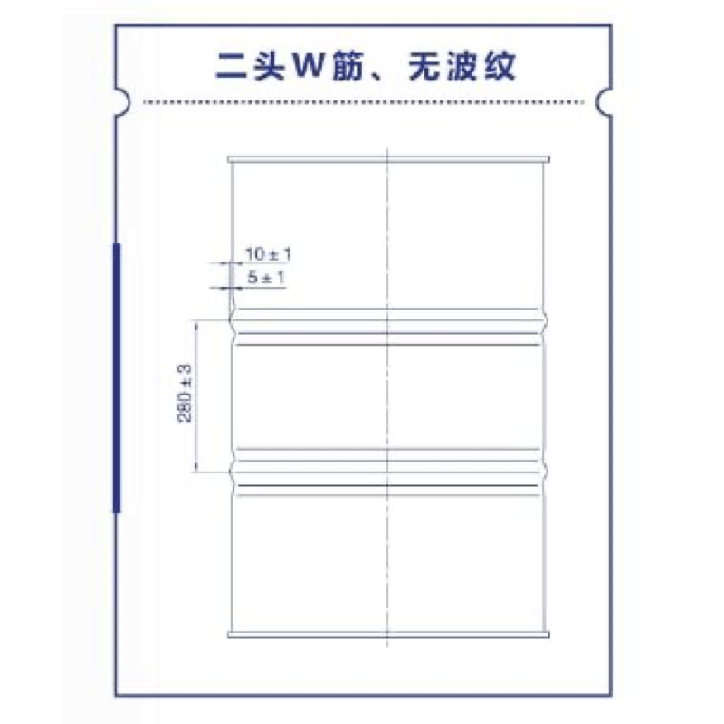 两头W肋无波纹开口鼓